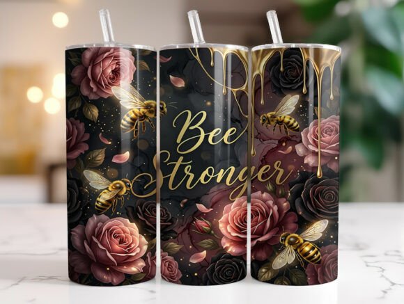 Bee Stronger Floral 20 Oz Tumbler Wrap