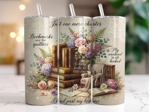 Book Lover Quote Floral 20oz Tumbler PNG Review