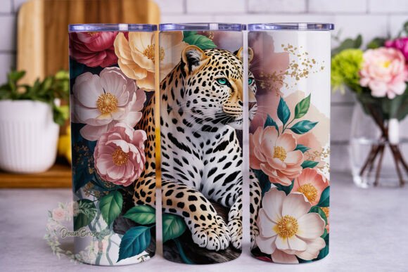 Elegant Floral Leopard 20oz Tumbler Wrap