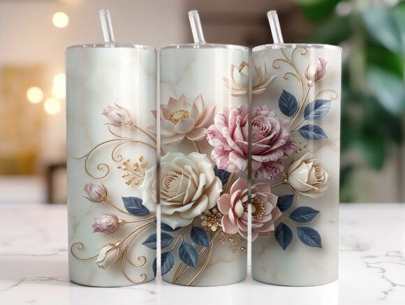 Elegant Pink Rose Tumbler Wrap PNG Review