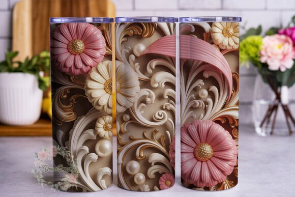 Opulent Pink Gold Floral 20oz Tumbler