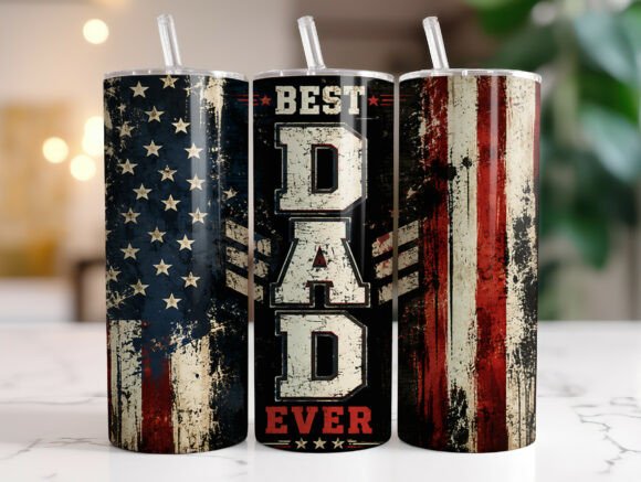Patriotic Best Dad Ever Tumbler Wrap PNG Review