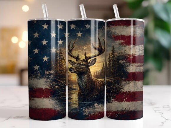Patriotic Majestic Buck 20oz Tumbler Design Review