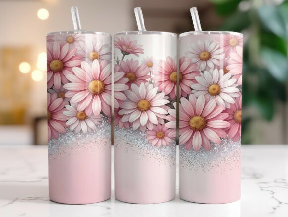 Pink Daisy Silver Glitter Tumbler Wrap Review
