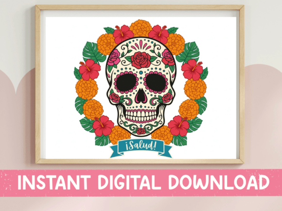 Sugar Skull SVG PNG Marigold Wreath Review