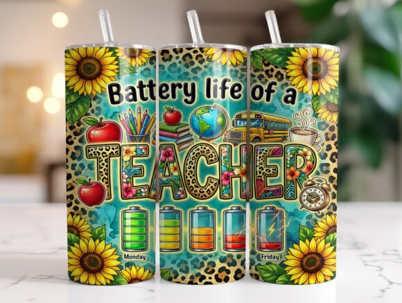 Teacher Battery Life Floral Tumbler Wrap Review