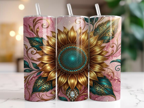 Teal Gold Sunflower Tumbler Wrap Review