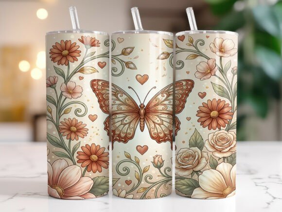 Vintage Butterfly Flowers Tumbler Wrap Review
