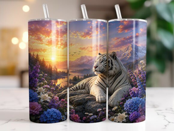 White Tiger Sunset Tumbler Wrap Design Review